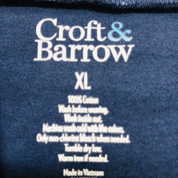 NWT CROFT&BARROW SIZE XL 100% COTTON LONG SLEEVE MOCK -NECK NAVY BUTTERFLY  hgd - Picture 4 of 5